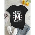 thumbnail image 2 of Awareness Pink Heart & Fist Graphic Tee - Women's Casual Crew Neck Short Sleeve T-Shirt, Comfortable Summer Top, English Pattern, Fashion Trend, 2 of 6