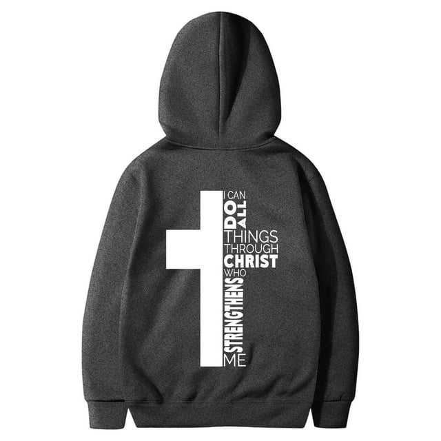 toraway Oversized Sweatshirt Dress Plus Size Male Long Sleeve Hooded Sweatshirt Solid Color Back Print Sweatshirt M