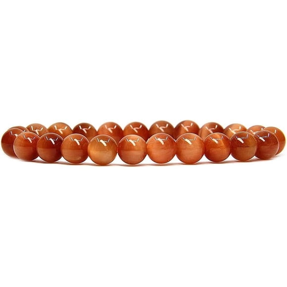 Natural Orange Tiger Eye Gemstone 8mm Ball Beads Stretch Bracelet 7" Unisex