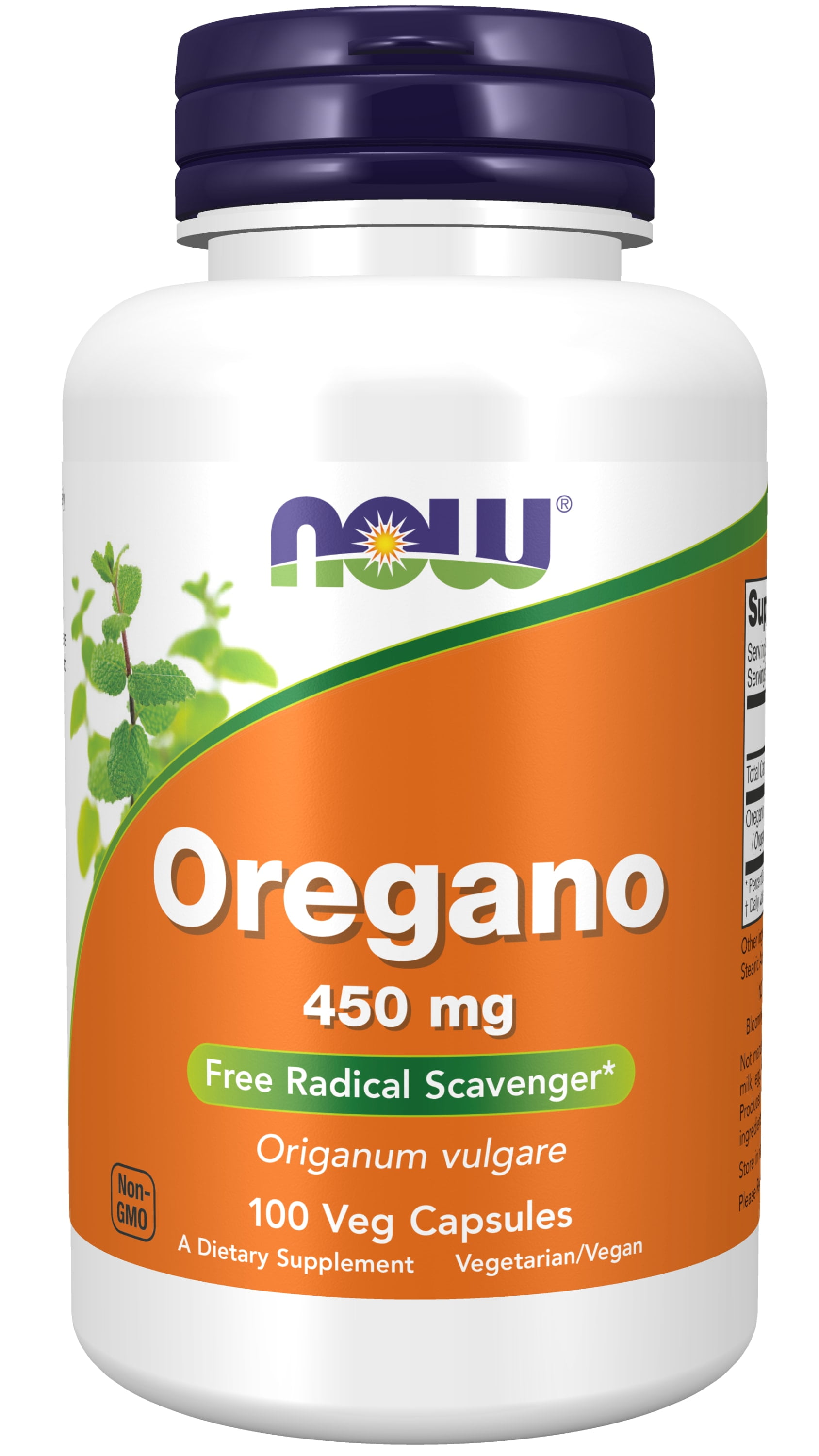 NOW Supplements, Oregano (Origanum vulgare) 450 mg, Free Radical Scavenger*, 100 Veg Capsules
