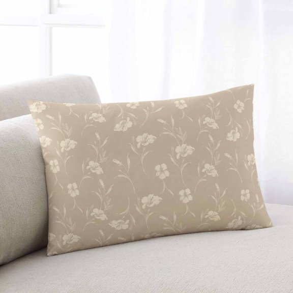 Beige Floral Throw Pillow Covers, Vintage Spring Botanical Flowers Soft Breathable Pillow Cases with Invisible Zipper for Sleeping, Queen Size Pillowcases for Couch Bed Sofa Chair 20x30 Inches