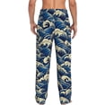 thumbnail image 3 of Picia Japanese Water Wave Mens Soft Woven Cotton Elastic Waistband Sleep Pajama Pant Lounge Sleep Pant With Pockets And Drawstring-Large, 3 of 9