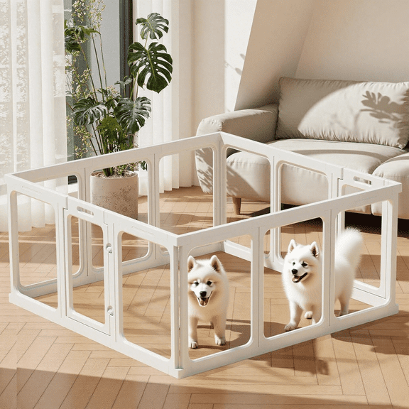 Nomipaw Clear Acrylic Dog Playpen,12 Planes Transparent Dog Fence Indoor,17.4 sq.ft, 24" H Easy Assemble & Cleaning Plastic Whelping Box,for Puppy/Small Dog/Rabbit/Cat/Pig