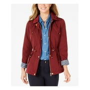 CHARTER CLUB Womens Burgundy Zip Up Winter Jacket Coat Petites PXL