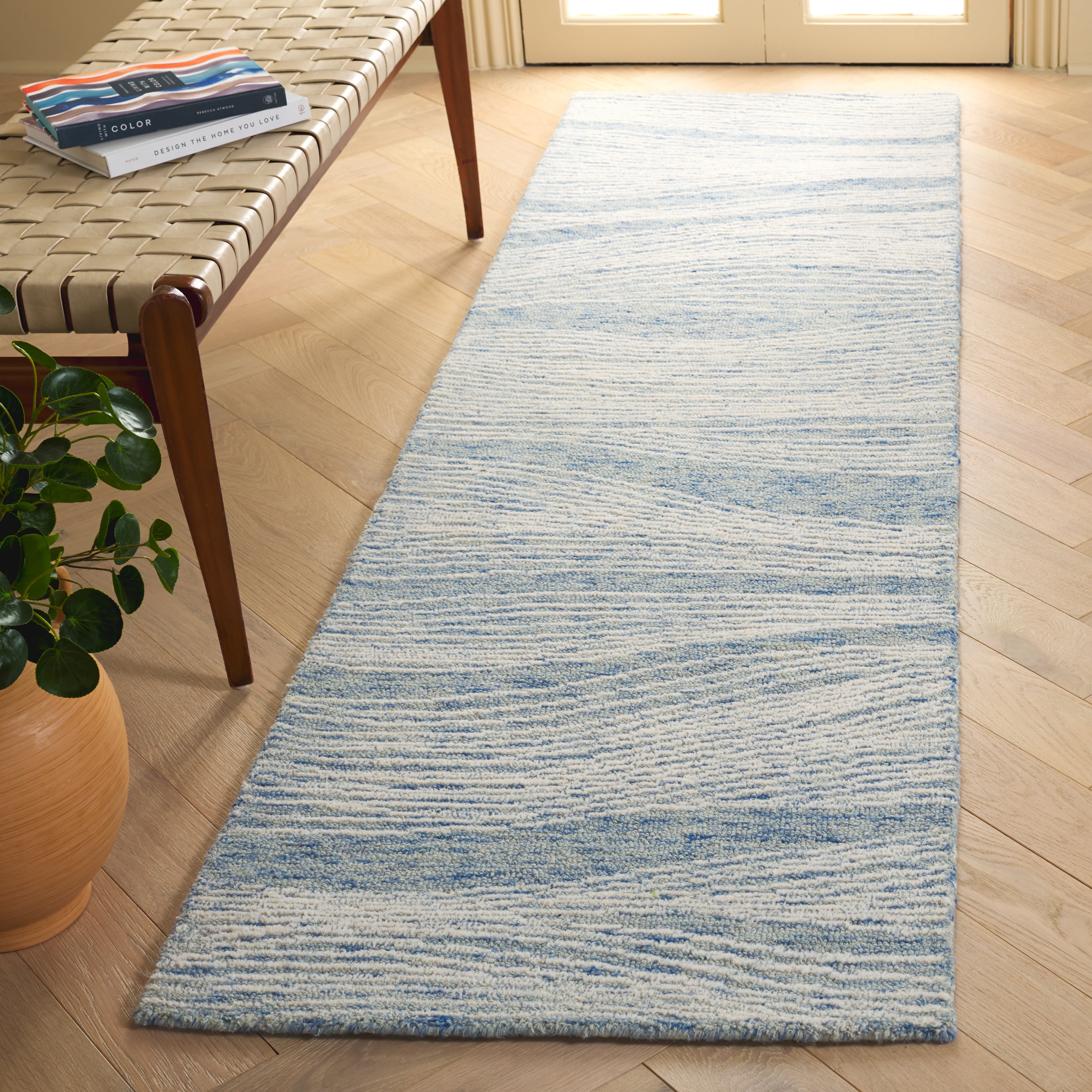 SAFAVIEH Metro Bridget Abstract Runner Rug, Blue/Ivory, 2'3" x 10'