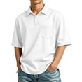 thumbnail image 2 of Men's Polo Shirts Short Sleeve with Pocket Cotton Pique T-Shirts 3 Buttons Casual Polo Moisture Wicking Golf Shirts White S, 2 of 9