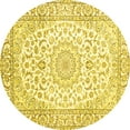 thumbnail image 1 of Ahgly Company Machine Washable Indoor Round Medallion Yellow Traditional Area Rugs, 7' Round, 1 of 4