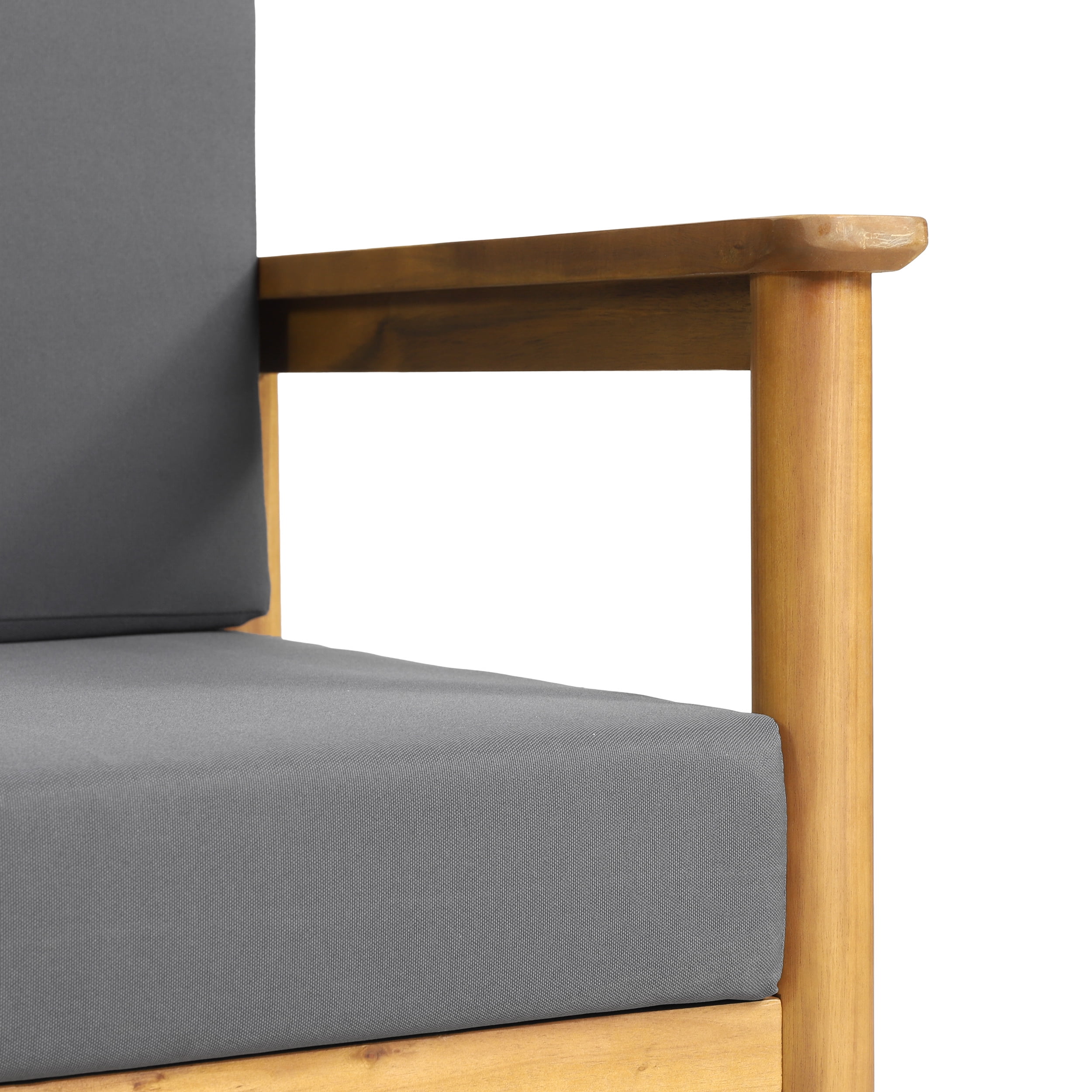 Noble House Magnolia Outdoor Acacia Wood Loveseat Teak and Gray