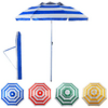 YATIO-6ft Beach Umbrella Sun Shelter with Tilt, Fiberglass Ribs, Telescopic Pole, Windproof Canopy,Carry bag-Yellow Stripe