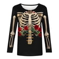 thumbnail image 4 of Gunia Halloween Shirts For Women Pumpkin Graphic Print Long Sleeve Crew Neck Casual Thanksgiving Tops Tees Tshirts Beige M-3Xl, 4 of 5