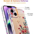 thumbnail image 4 of Case for iPhone 14 Plus/iPhone 15 Plus, Colorful Retro Oil Painting Flower Laser Glossy Cute Curly Wave Edge Exquisite Phone Cover Stylish Durable TPU Protective Case for Girls Women - Beige, 4 of 12