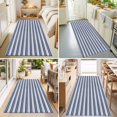 thumbnail image 4 of Hallway Runner Rug 2'x6', Navy Blue Striped Kitchen Runner Rugs Non-Slip Carpet Mats, Farmhouse Striped Geometric Art Bedside Rugs Runners Washable Floor Carpet for Bathroom Laundry Room, 4 of 8