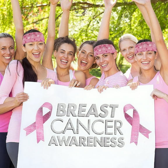 Qiweii Breast Cancer Awareness Headband for Women - Non-slip Breathable Elastic Wide Pink Ribbon Twisted Hair Band, Breast Cancer Awareness Month Accessories