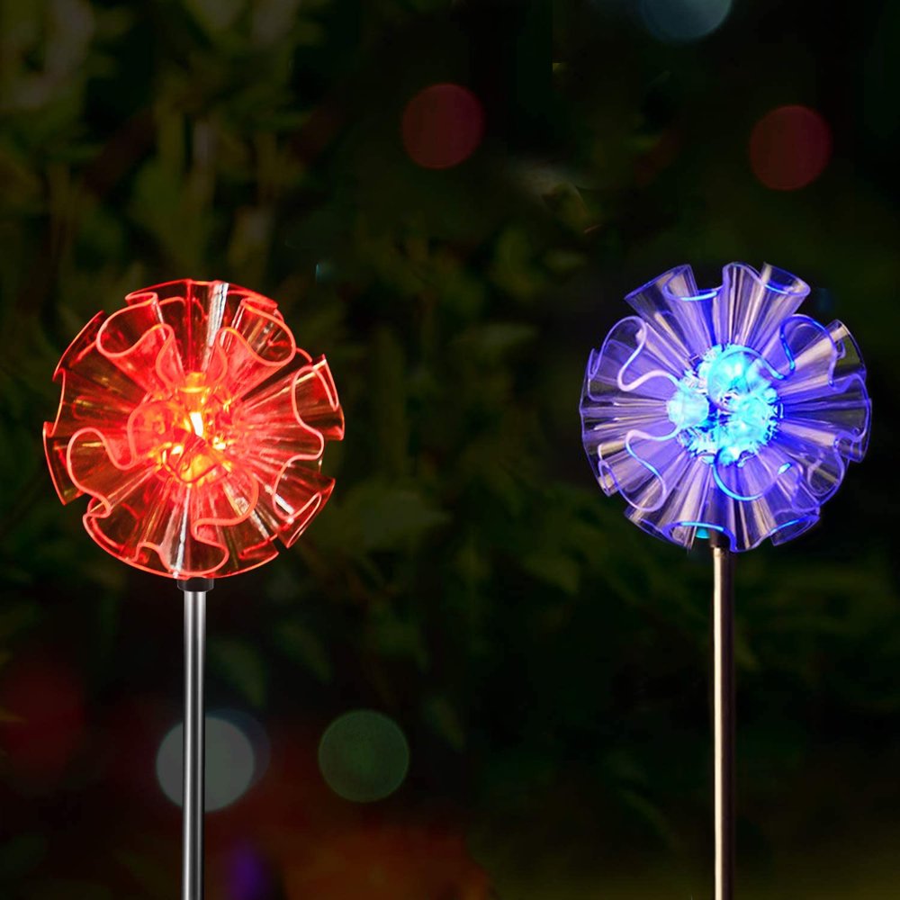 Solar Garden Stake Lights Outdoor Color Changing LED Stake Lamp In