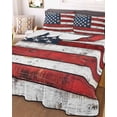 thumbnail image 3 of Quilts Twin XL Size, Vintage American Flag Soft Comforter Bedding Set for Bed, Country Wooden USA Flag Lightweight Quilted Bedspread with Pillow Cover(2 Pieces) for All Season, 68x98 Inch, 3 of 6