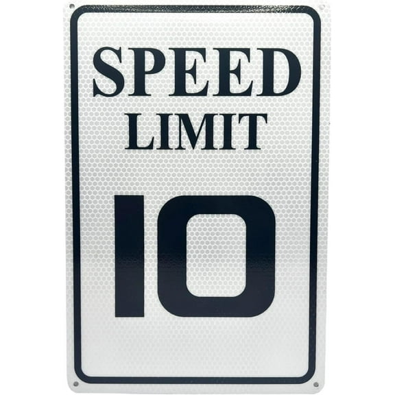 Speed Limit 5 MPH Sign, Slow Down Sign, Engineer Grade Reflective Sheeting, Rust Free Aluminum, Weather Resistant, Waterproof, Fade Resistant, 12" x 8" (White-5 MPH)