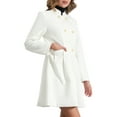 thumbnail image 4 of Abrigo de cuello alto INSPIRE CHIC para mujer, abrigo de invierno de manga larga de doble botonadura, L blanco, 4 of 5
