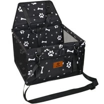 Elevon Dog Car Seat, Pet Booster Car Seat with PVC Support Tube and Safety Belt, Breathable & Anti-Collapse Dog Booster Car Seat, Suitable for Little and Medium Pets (Black, Bone)