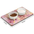 thumbnail image 2 of Dog Food Mat, 12"x19" Marble Dog Mat for Food and Water, Absorbent Dog Cat Bowl Mat Protect Floors, Cat Food Mat for Feeding & Watering Supplies, Pet Feeding Mat for Pet Supplies, Pink Gold, 2 of 6