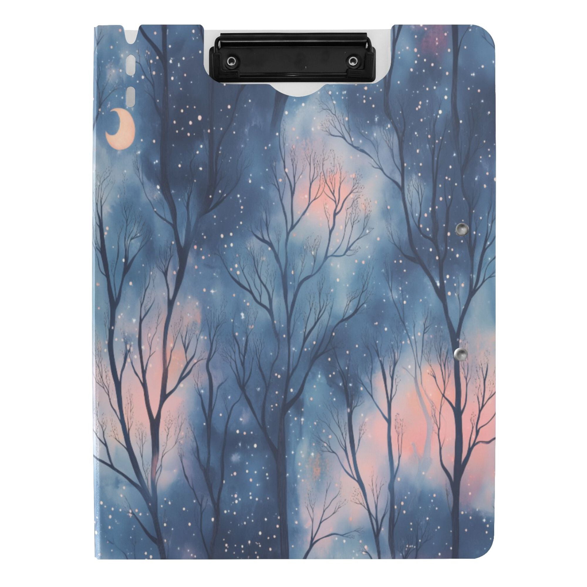 FORMRS A4 Clipboard Folder with Pen Holder Horizontal Foldable School Office Binder, Trees in The Night
