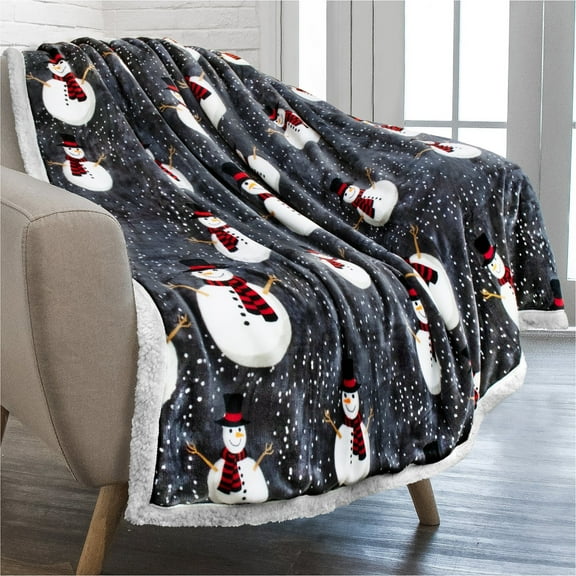 Christmas Throw Blanket,Fuzzy Fluffy Soft Cozy Sherpa Blanket,Fleece Flannel Plush Microfiber Blanket for Couch Bed Sofa(50" X 60",Snowman)