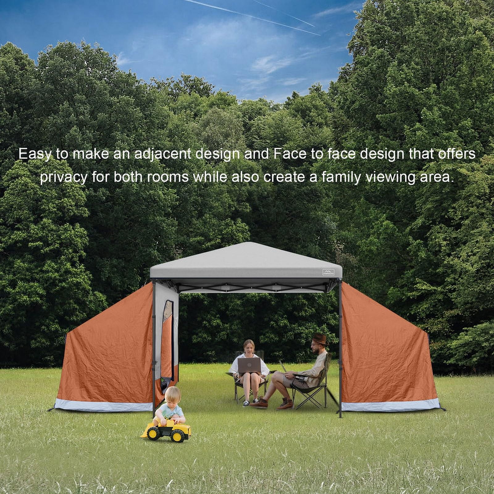 KAMPKEEPER Side Tent,Camping Tent for 10' x 10' Pop Up Canopy, Easy Set Up Gazebo,Compatible with 10' Wide Canopy Tents