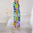 thumbnail image 4 of Junzan Graffiti Pineapples Print Womens Pajama Sets,Long Sleeve Button Down For Women Pjs 2 Piece, 4 of 9