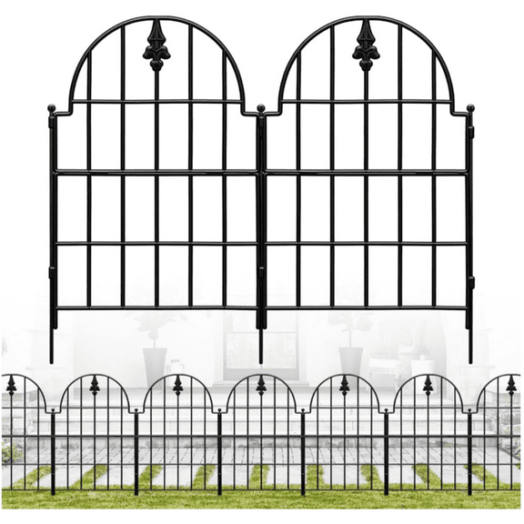Arched High Metal Fence Panel No Dig Fence, Ground Stake Animal Barrier Fence for Dog, Flower Bed Edging Wire Border Panel Fencing for Yard Patio Outdoor D r
