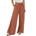thumbnail image 1 of Pantalones de entrenamiento con cintura elástica para mujer - Color liso, estilo informal holgado con bolsillos, aptos para todas las estaciones, se ajustan a la talla real, 1 of 8