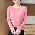 thumbnail image 5 of Htigea Womens Long Sleeve Tops Casual Crew Neck T Shirts Fall Thin Breathable Tees Solid Color Loose Casual Shirt 2026 Clothes Pink XL, 5 of 5