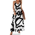 thumbnail image 1 of Vestido sin mangas con diseño de líneas abstractas en blanco y negro, vestido de hada, vestido de cumpleaños para mujer, vestidos largos para mujer, 1 of 7