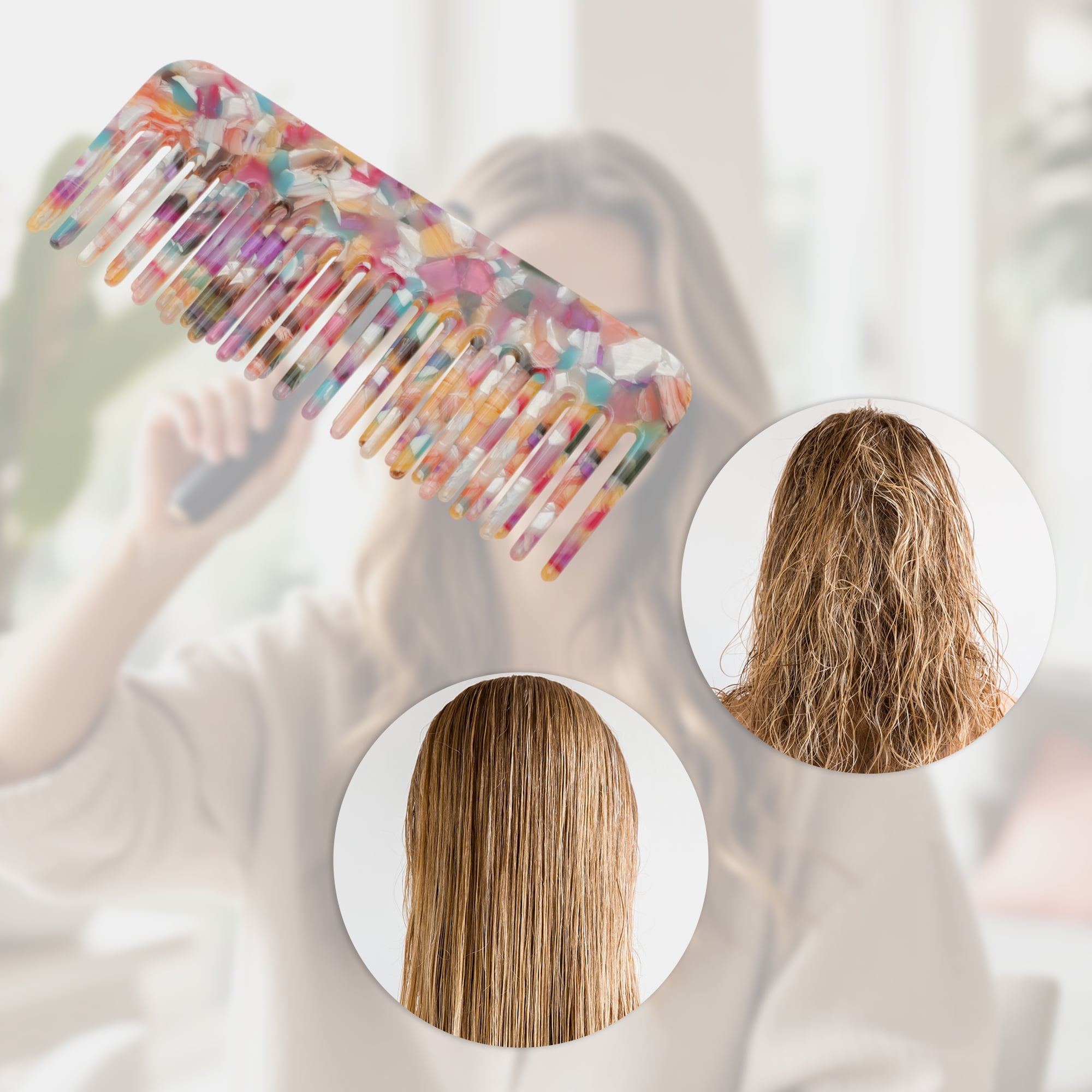 Unique Bargains 1 Pc Nineteen Tooth Rectangular Hair Comb for All Hair Types Colorful