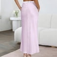 thumbnail image 6 of BUIGTTKLOP Women's Satin Midi Skirt Elastic High Waisted A Line Spring Summer Flowy Silk Long Skirts for Women, 6 of 6