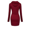 thumbnail image 4 of LYXSSBYX Womens Casual Dresses with Sleeves Womens Long Sleeve Solid Patchwork Round Neck Casual Long Hooded Sweatershirt Dress, 4 of 7