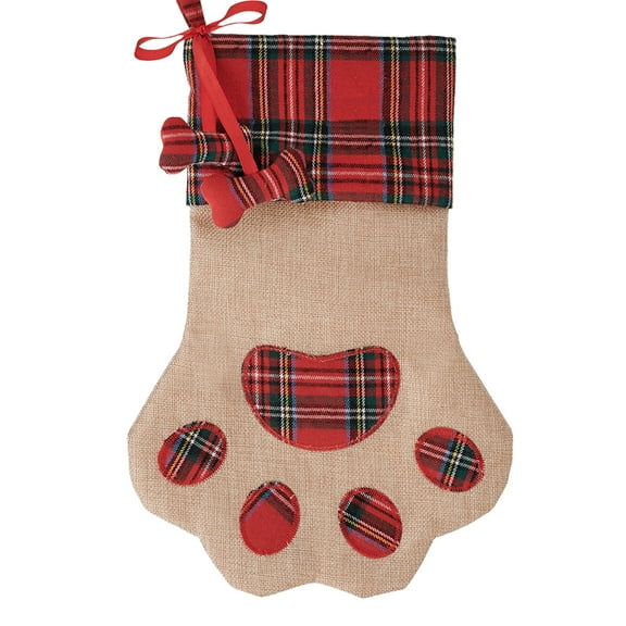 Giftsforyounow Brown Plaid Paw Christmas Stocking