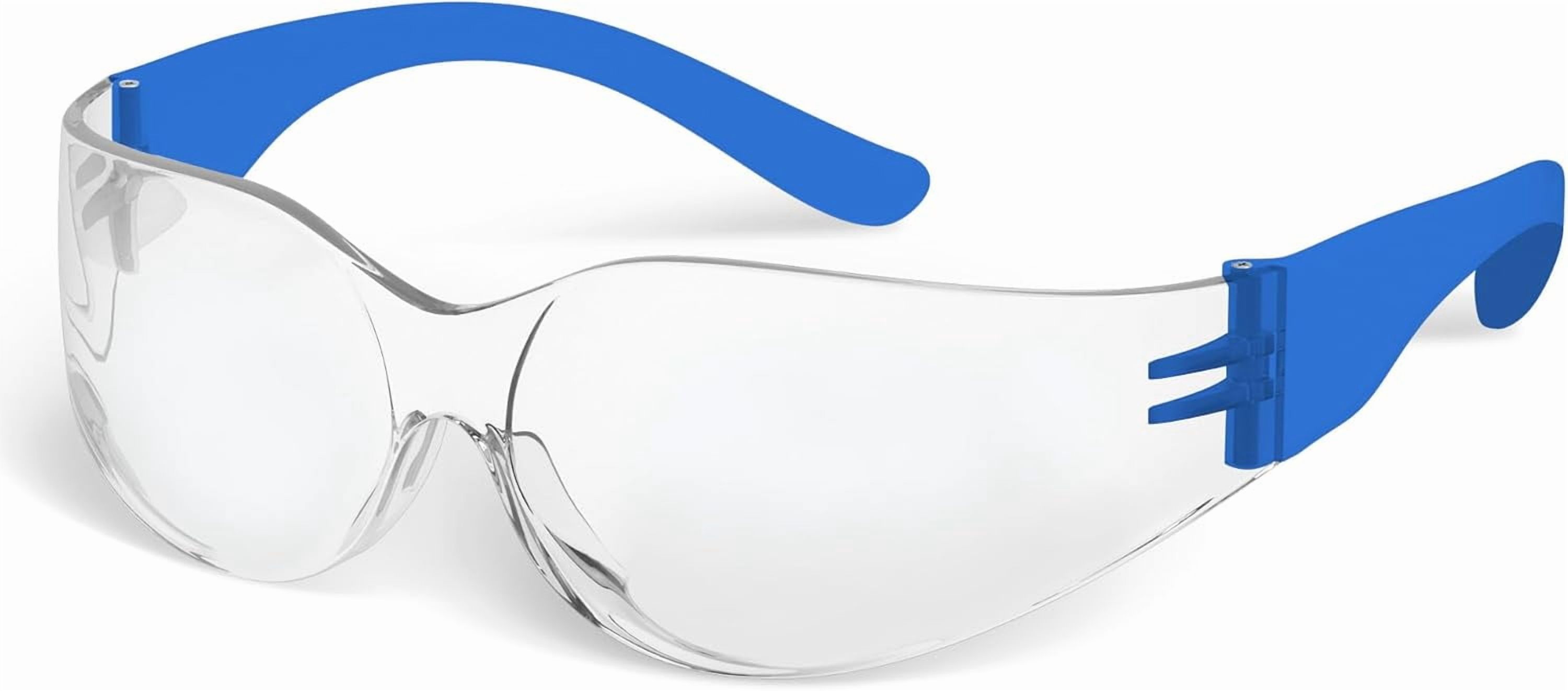 Rugged Blue Diablo Safety Glasses - Blue Frame -12 Pack | Clear Lens Protective Eyewear | Lightweight Frameless Design | Scratch-Resistant Lens for Work Construction Lab and Industrial Use