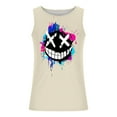 thumbnail image 4 of Dagegui Mens 3D Printed Tank Tops Funny Face Tooth Graphic Tees Plus Size Sleeveless Crewneck Shirts Casual Loose Party T-Shirts Beige 3XL, 4 of 5