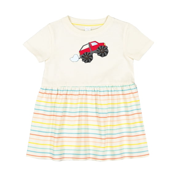 Inktastic Red Monster Truck Action Girls Baby Dress