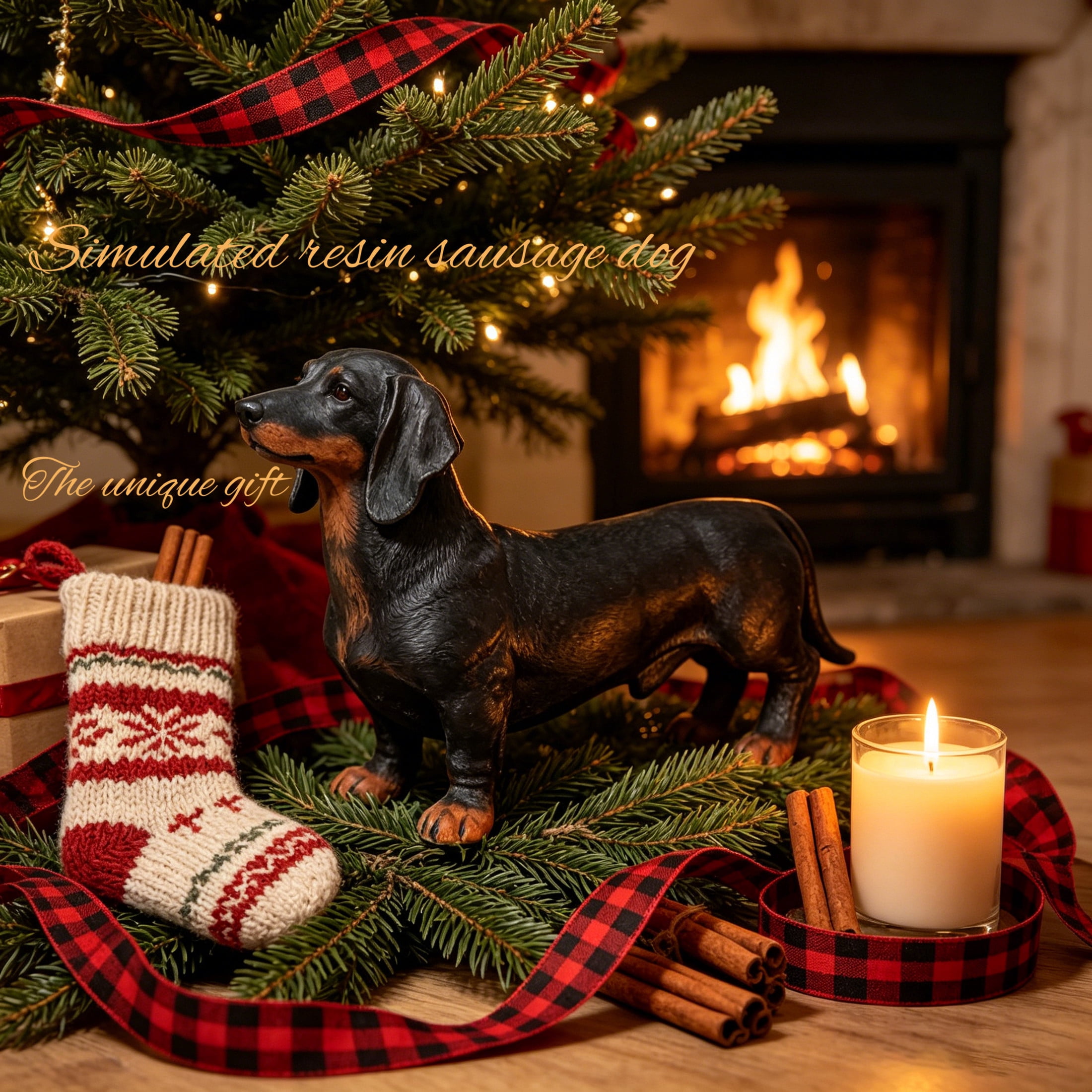 GDF Studio Dachshund Resin Indoor/Outdoor Guardian Statue, Weather-Resistant Decor Figurine for Garden & Courtyard