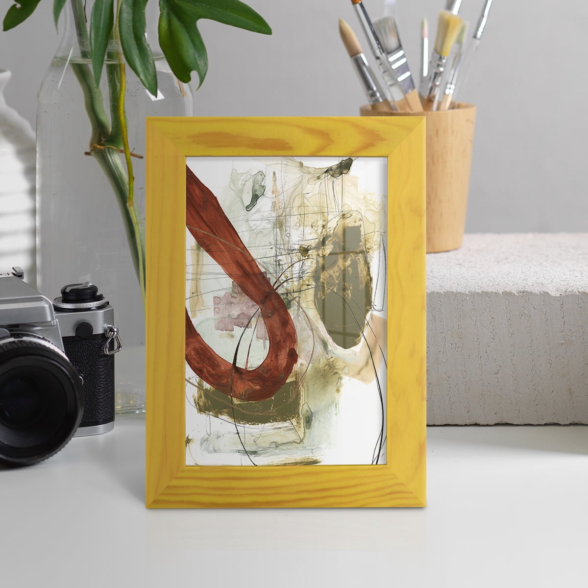 Rusted Loops I - Framed Print w/glass - Sunflower Yellow