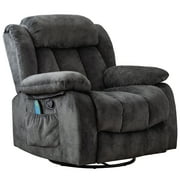 Bonzy Home Massage Swivel Recliner Chair with Heat and Vibration Manual Rocker Recliner, Gray