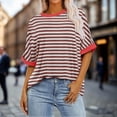 thumbnail image 1 of MKLEKYY Playeras Oversize Camiseta Informal De Verano Para Mujer, Cuello Redondo, Holgada, Con Estampado De Rayas Y Degradado, De Manga Corta, 882 Talla XL, 1 of 3