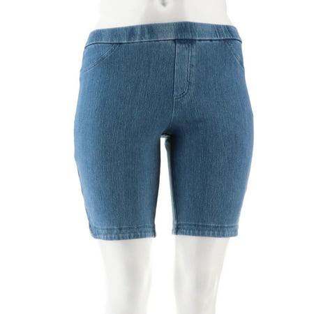 Isaac Mizrahi Petite Knit Denim Bermuda Shorts