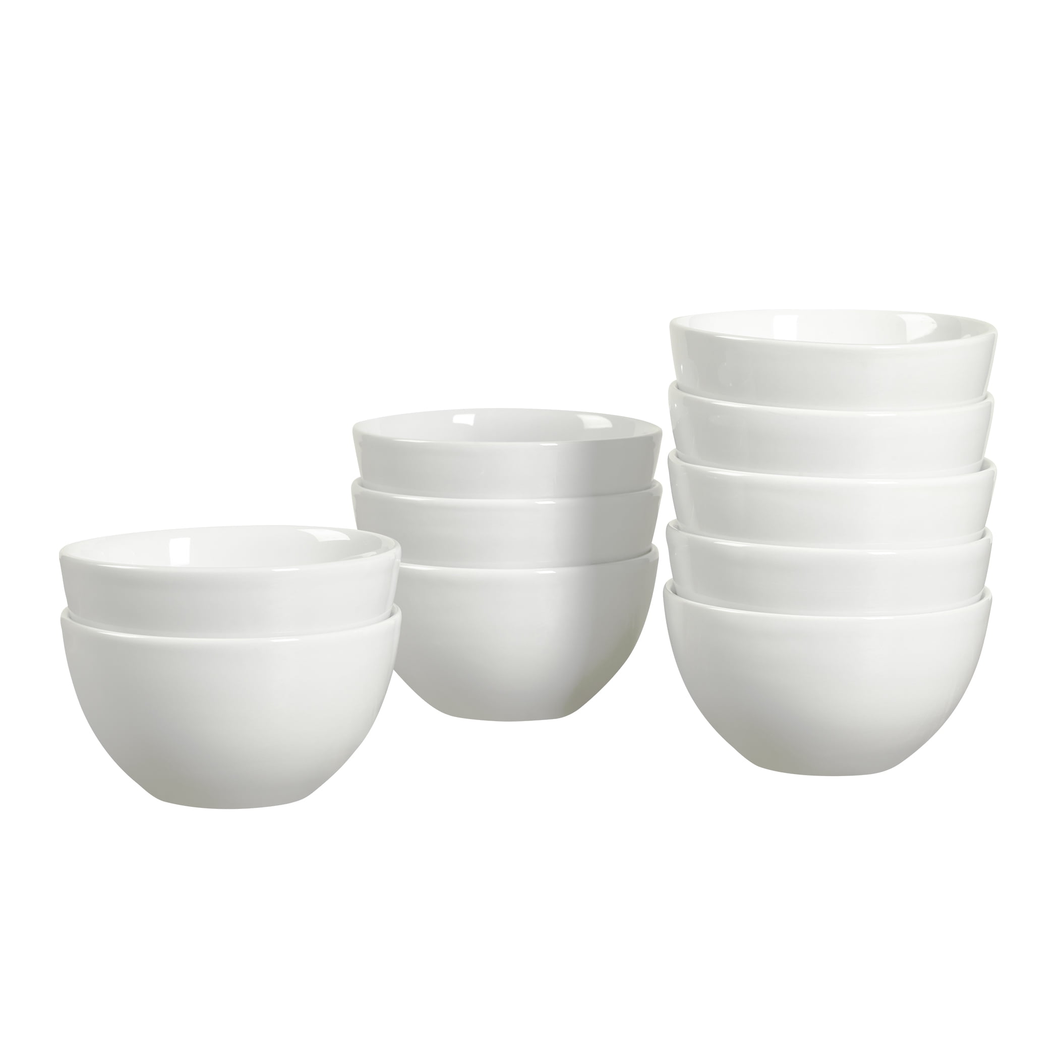 Tabletops Gallery 10 Pack White Ceramic 5.5" Cereal Bowls Set for