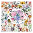 thumbnail image 2 of 100 piezas de pegatinas de flores, pegatinas de vinilo florales impermeables, calcomanías para botellas de agua, computadora portátil, álbumes de recortes, diario, 2 of 5