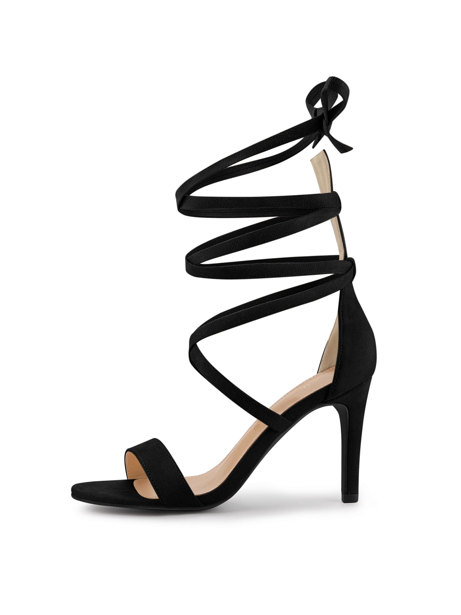 Unique Bargains Women's Open Toe Stiletto Heel Lace Up Heels Sandals
