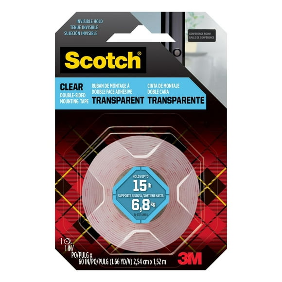 Ruban de montage transparent à double face adhésive Scotch® 410S-ESF, 2,54 cm x 1,52 m (1 po x 60 po) Carrés de montage