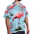 thumbnail image 2 of Flamingo Tropical Rainforest Men's Short Sleeve Spread Collar Beach Shirts Casual Printed Button Down Unisex Summer Tops, 2 of 6