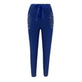 thumbnail image 4 of Hymorin Beaded Cold Shoulder Women 2Pcs Tracksuit Sets Tops+Pants Solid Lounge Wear, 4 of 4