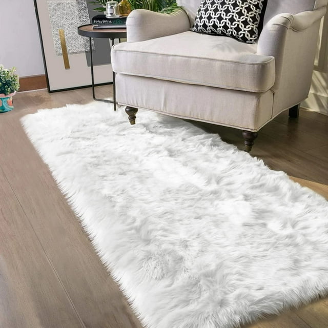 Rug Runner Latepis, piel de oveja sintética, 2 x 6 pies, para sala de estar
